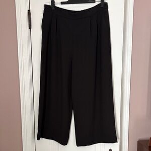 J. Crew Black Wide Leg Pleated Cropped CrePants